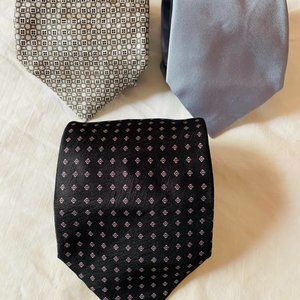 STEFANO RICCI Silk Tie Men’s Geometric Pattern Solid Grey Gray Black